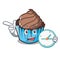 With clock chocolate cupcake character cartoon