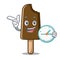 With clock chocolate ice cream character cartoon