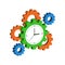 Clock with Cogwheels, Time Management symbol.