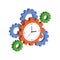 Clock with Cogwheels, Time Management symbol.
