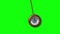 Clock dangles on the chain on the green screen