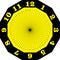 Clock dial black yellow target with minutes