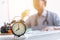 Clock on doctor clinic table for times to healthcare