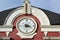 clock on facade Kazansky railway station from street Novoruzanskaya