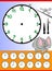 Clock face cartoon educational worksheet