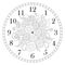 Clock face decorated with doodle flowers on white background