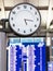 Clock face and Flight Timetable at Station Airport travel Concept