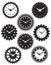 Clock Face in Gears Silhouette Illustration