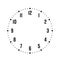 Clock face. Hour dial with numbers. Dots mark minutes and hours. Simple flat vector illustration