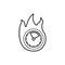 Clock, fire icon. Simple line, outline vector elements of time management for ui and ux, website or mobile application