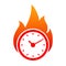 Clock in fire. Time logo