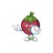 With clock fruit mangosteen cartoon character for health