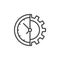 Clock and gear line icon