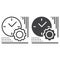 Clock and gear line and solid icon