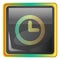 Clock grey square vector icon illustration with yellow and green details
