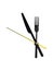 Clock hands fork and knife on a white background