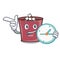 With clock hot chocolate character cartoon