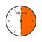 Clock icon with 30 minute time interval. Half of hour. Countdown timer or stopwatch symbol. Infographic element for