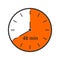 Clock icon with 40 minutes time interval. Countdown timer or stopwatch symbol. Infographic element for cooking or sport