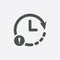 Clock icon with exclamation mark. Clock icon and alert, error, alarm, danger symbol