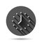 Clock icon in flat style. Watch vector illustration on black round background with long shadow effect. Timer circle button