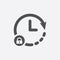 Clock icon with padlock sign. Clock icon and security, protection, privacy symbol