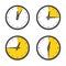 Clock icon with parts of hour vector icon set