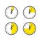 Clock icon with parts of hour. vector icon set