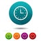 Clock icons. Time signs. Vector Circle web buttons.