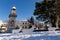 clock in Ioannina city in winter season snow ice Greece