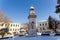 clock in Ioannina city in winter season snow ice Greece