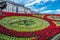 Clock made of flowers at Princes Streets Gardens, Edinburgh, Scotland. UK