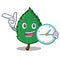 With clock mint leaves character cartoon