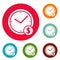 Clock money icons circle set vector