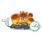 With clock orange sponge coral isolated with cartoon