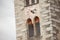 The clock painted and recently restored outside the bell tower of the church in Barbiano