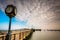 Clock and pier at Chesapeake Beach, Maryland.