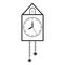 Clock. Retro pendulum clock. Outline drawing