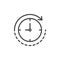 Clock with rotation arrow outline icon