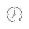 Clock and rotation arrow outline icon