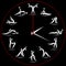 Clock Sex Positionon on black background. Kama Sutra Sex Poses. Yoga time to sex. Vector illustration