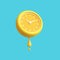 clock shape lemon yellow or orange drops concept. time past present future and routine time excited morning noon evening.