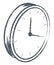 Clock Showing Time, Monochrome Sketch Outline