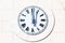 Clock shows 12 o`clock and 1 minute 00:01 h, 12:01 h, 24:01 h, twelve hours and one minute.