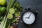 Clock on table prepare for cooking