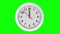 Clock ticking on green background