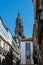 Clock tower of the Cathedral of St James in Santiago de Compostela