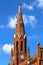 Clock tower church in Slavsk close up