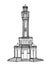 clock tower illustration izmir turkey drawing white background