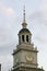 Clock tower of Independence Hall in historic Philadelphia, Pennsylvania where Declaration of Independence was signed